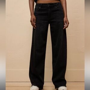 American Eagle Dreamy Drape Stretch Low-Rise Baggy Wide-Leg Jean (Size 2 SHORT)